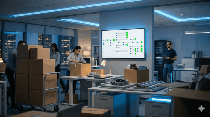 Modern office with team working on Power Platform automation solutions.
