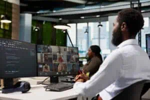 Remote team collaboration for hybrid offshore and US-based dedicated teams.