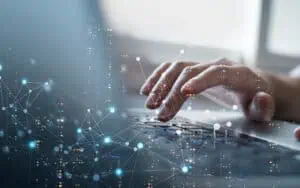 Man using modern computer surfing internet