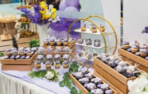 Dorra Slimming@IOI Putrajaya Outlet Grand Launching_purple customised dessert table