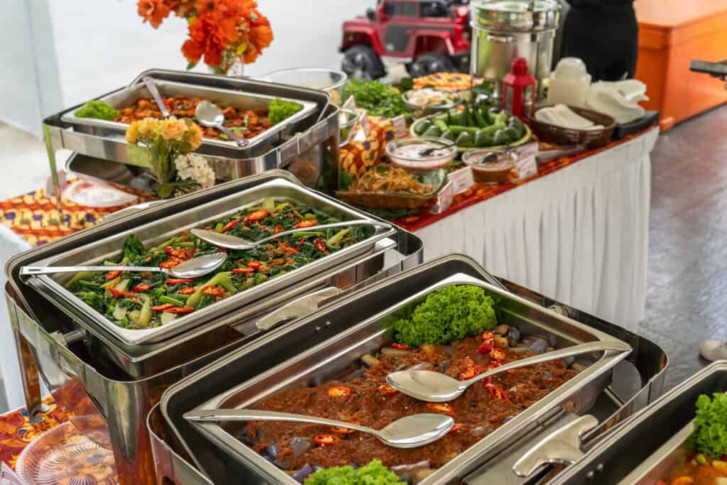 Wedding buffet catering by idocatering with a variety of Malay cuisines