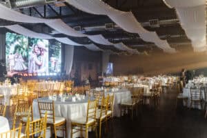 Elegant wedding setup for a mixed race chinese indian couple 