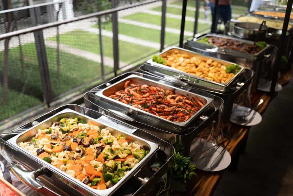 idocatering's garden wedding catering buffet food