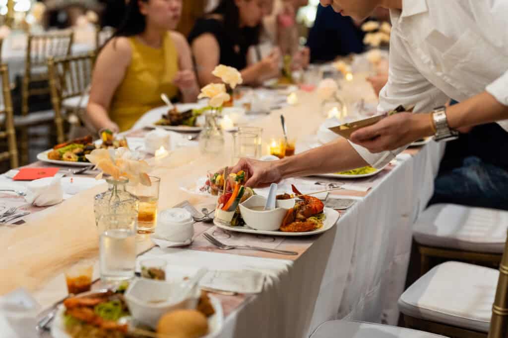 serving idocatering's garden wedding catering buffet menu