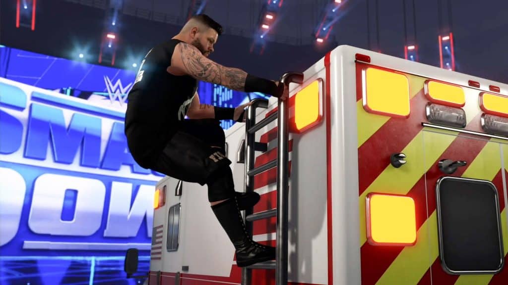 ambulance on stage on wwe