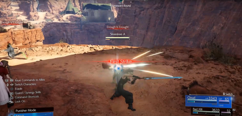 clouds fights against two Skeeskees