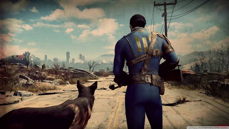 fallout-4- man and dog running