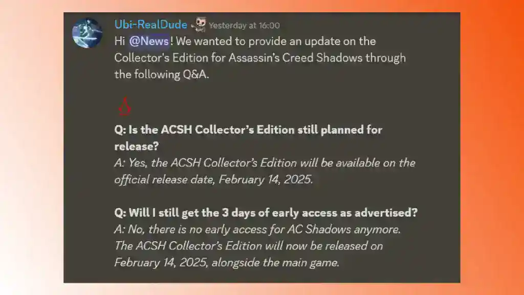 Assassin’s Creed Shadows early access canceled