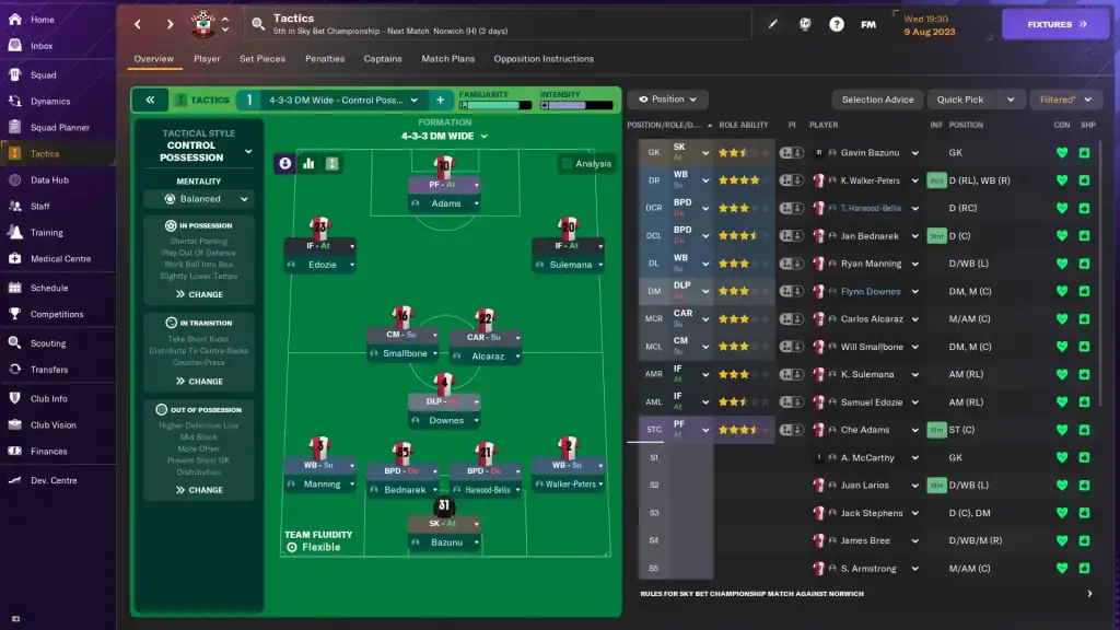 Football Manager 2025 Lineup screenshot