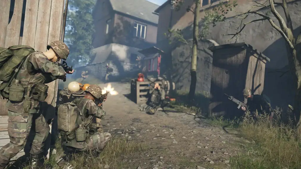 Arma Reforger players preparing for a multiplayer mission using console Workshop mods.