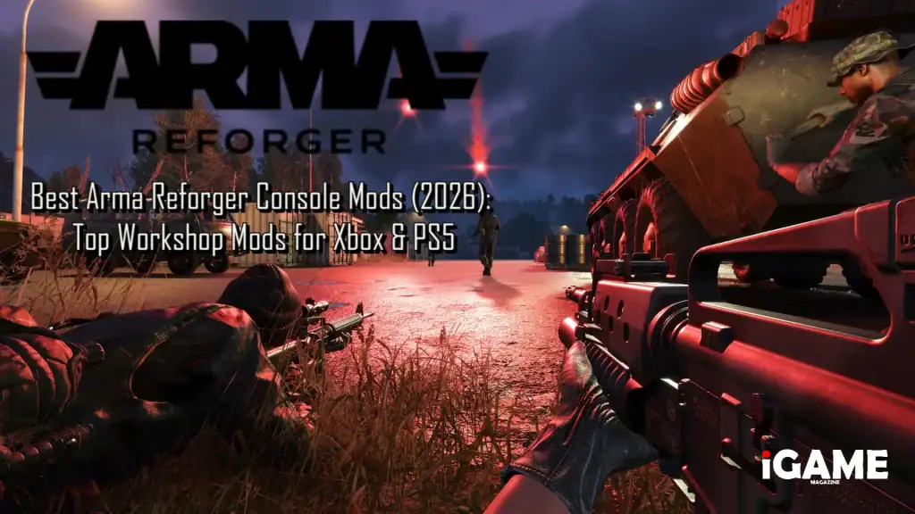 Arma Reforger soldiers using console mods during a military operation on Everon