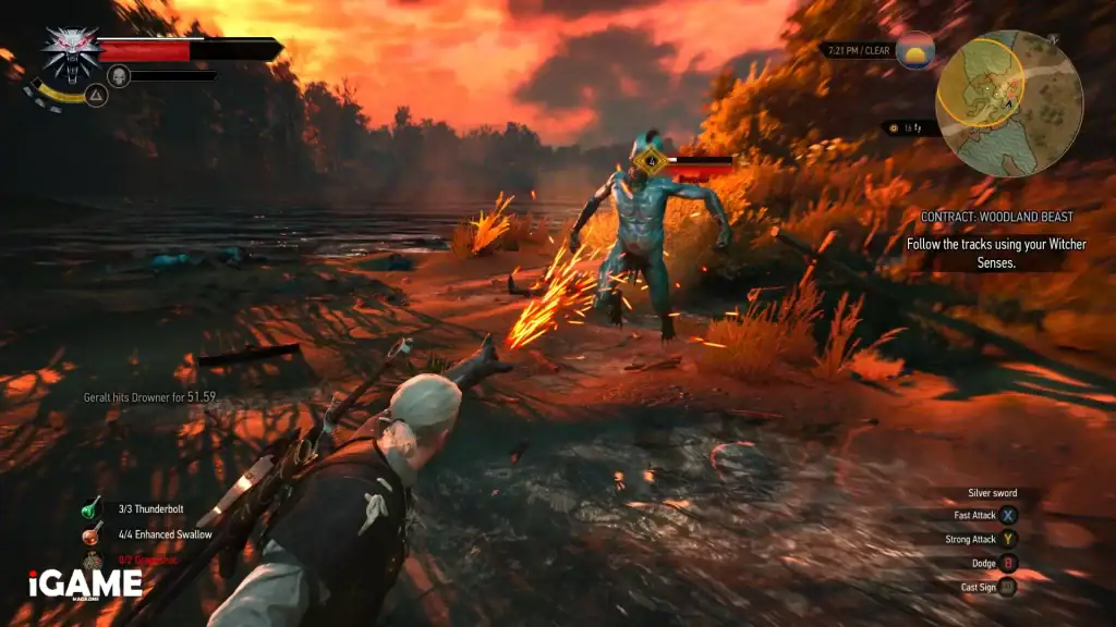 Geralt fighting a Drowner during combat in The Witcher 3 Multiplayer Mod