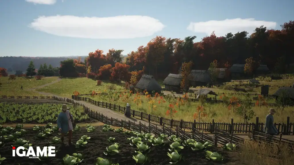 Villagers working around farms in Manor Lords following worker AI improvements