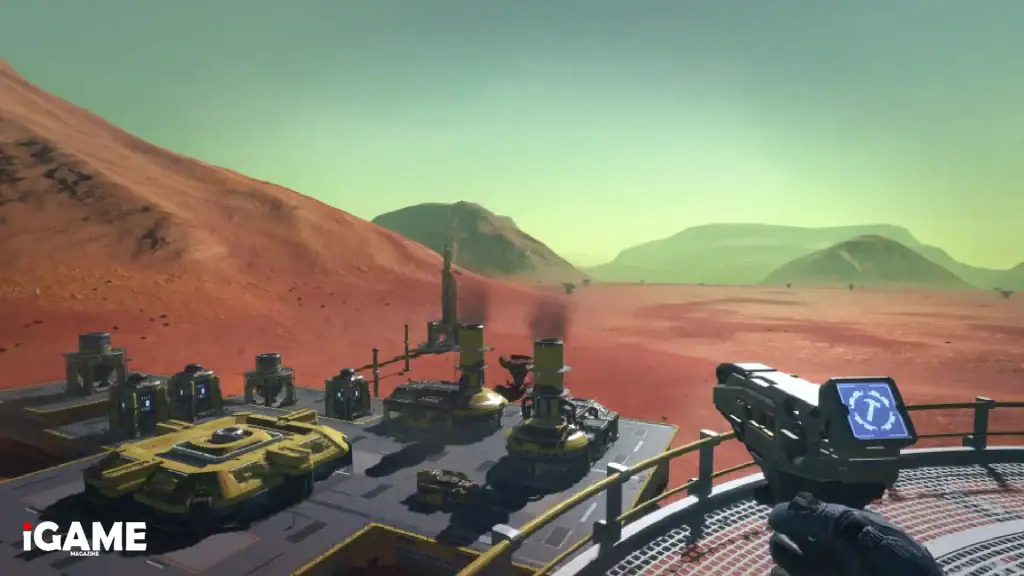 Player-built industrial base on a desert planet in SpaceCraft Early Access