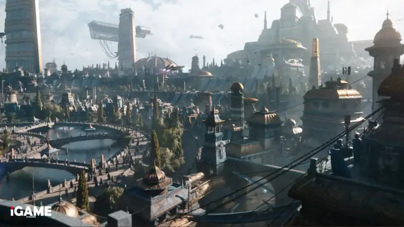 Futuristic city landscape in Star Wars Eclipse