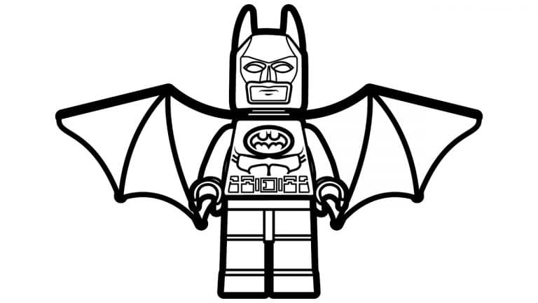 Imagen de Lego Batman con alas de murciélago para colorear y decorar.