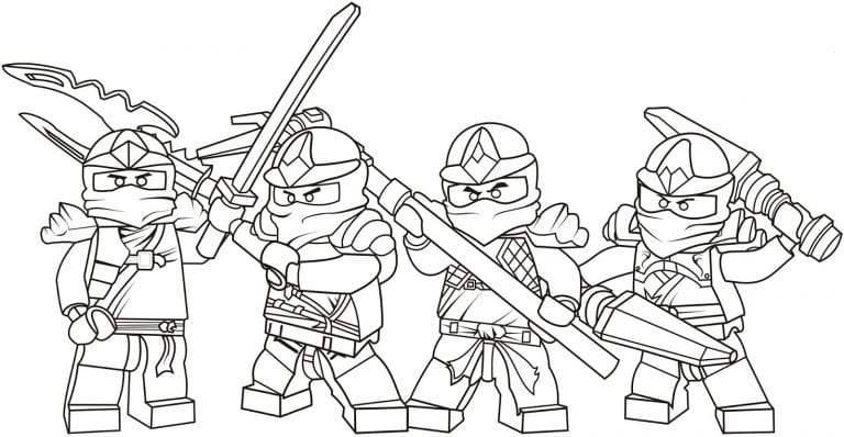 Dibujo de los personajes de Lego Ninjago para imprimir y colorear.