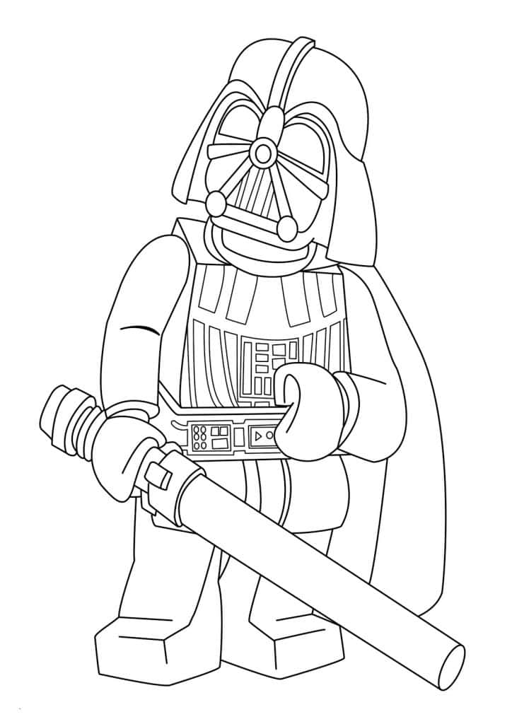 Imagen de un personaje de Lego Star Wars listo para colorear.