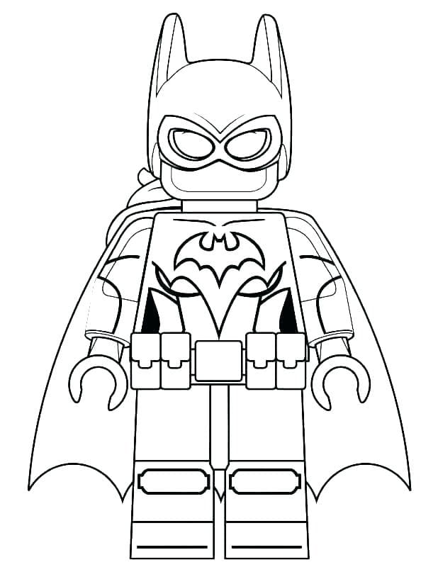 Imagen de un dibujo para colorear de Batman en estilo Lego, ideal para niños y fans de los superhéro.