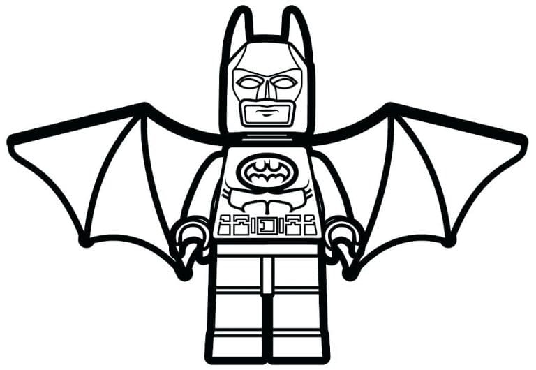 Imagen de Batman en estilo Lego para colorear y imprimir.