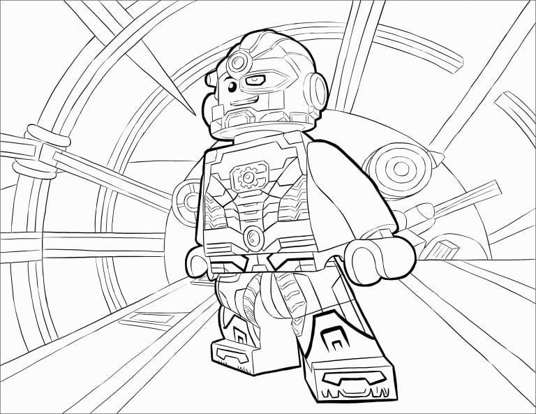 Dibujo de Lego Superhéroe para colorear, ideal para niños y fans de los superhéroes y Lego.