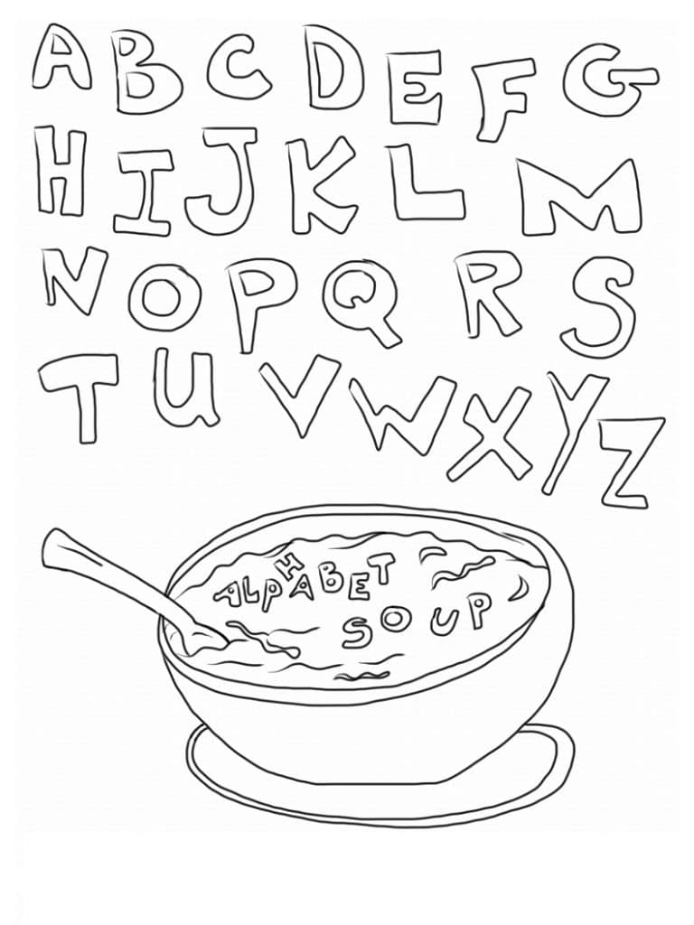 Abecedario para colorear con letras grandes y divertidas.