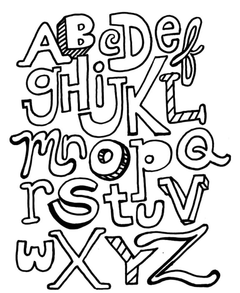 Alfabeto en letras mayúsculas para imprimir y colorear.