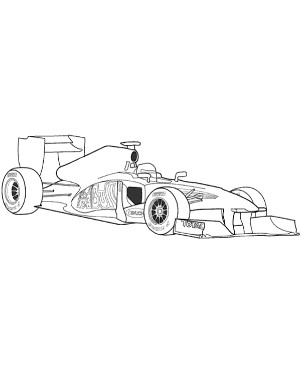 Dibujo de coche de carreras para colorear, ideal para niños y amantes de los autos. Perfecto para im.