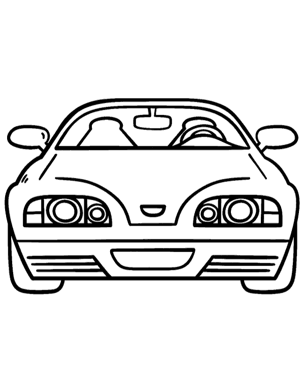 Coche para colorear, dibujo de vehículo deportivo para niños y adultos.