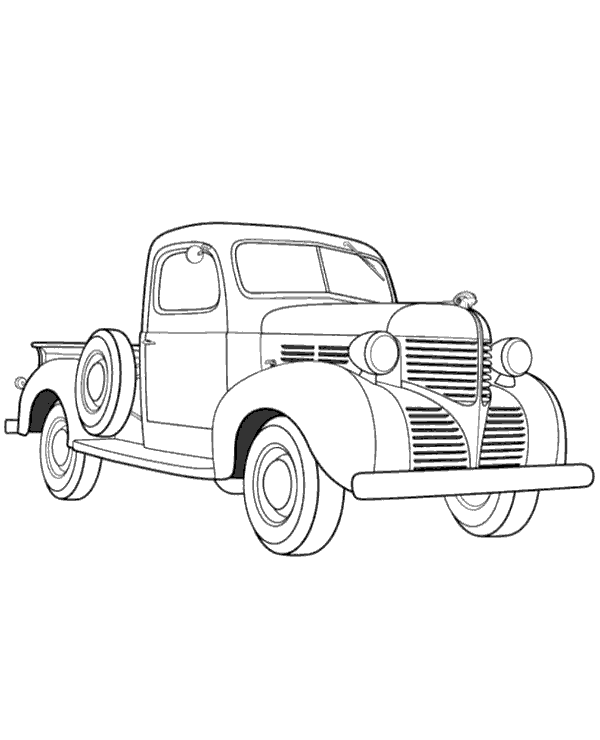 Imagen de coche clásico en línea para imprimir y pintar.