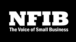 White text on a black background reads "NFIB The Voice of Small Business.