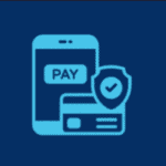 Icon showing a smartphone with the word "PAY," a credit card, and a shield with a checkmark, symbolizing secure mobile payment—perfect for your About Us page to highlight trust and technology.