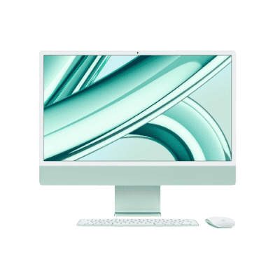 Imac computer with sleek modern design and vibrant screen showcasing innovative technology.