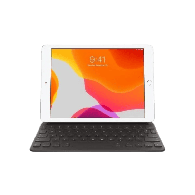 A white tablet with a detachable keyboard, showcasing a modern and portable device ideal for remote work and digital communication within South Africa.