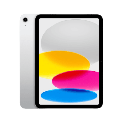 IPad with colourful abstract shapes on screen, showcasing affordable and innovative tech solutions from InfoplayNet South Africa.