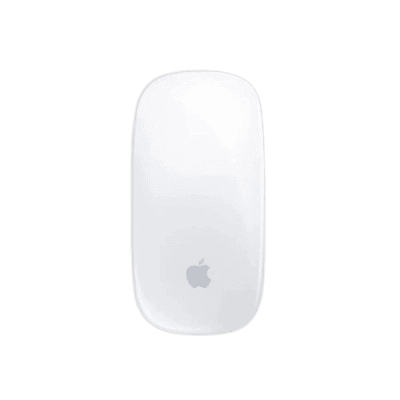 Apple Magic Mouse wireless computer mouse in white, showcasing innovative design for seamless user experience.