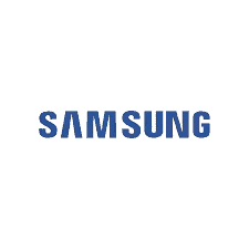 Samsung logo on a dark background, representing branding and technology leadership in the electronics industry.