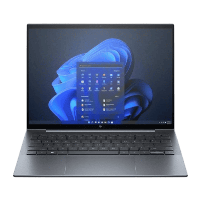 Laptop computer displaying Windows 11 interface, modern technology device for online work and entertainment.