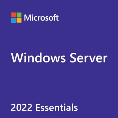 Microsoft Windows Server 2022 Essentials logo, showcasing a reliable and essential server solution for small businesses, emphasizing innovation and affordability.