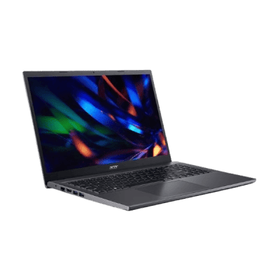 Acer new slim laptop opened showing vibrant display against a light blue background.