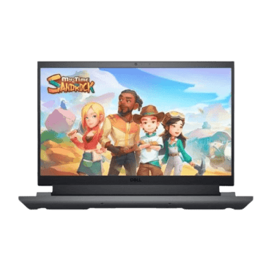 My Time at Sandrock animated game displayed on a laptop screen, showcasing vibrant characters in an adventurous setting, highlighting innovative technology and gaming affordability.