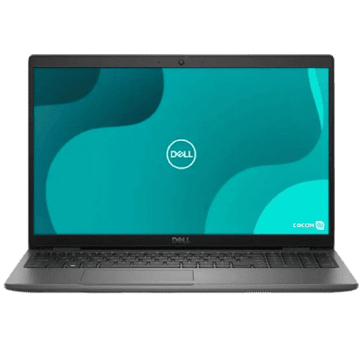 Dell laptop on a light grey background, showcasing innovative and affordable technology solutions for internet connectivity and business needs.