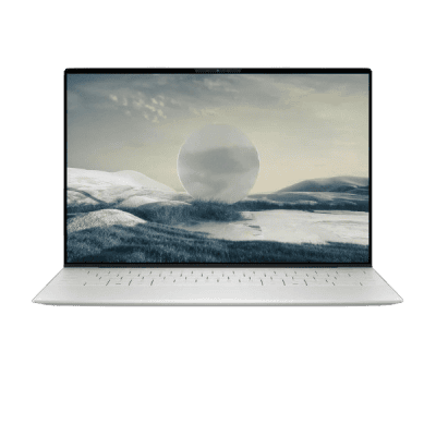 Laptop with a scenic landscape on the screen, representing innovative technology solutions.