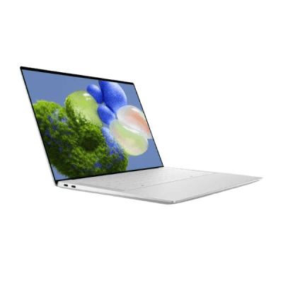 High-quality slim laptop with vibrant display showing abstract colorful graphics, symbolising innovation and technology in digital solutions.