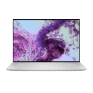 Laptop with vibrant purple abstract digital art display.