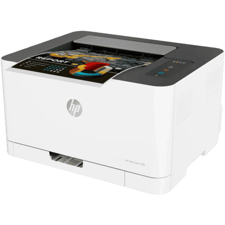 HP colour laser printer printing colourful report, high-resolution multifunction office device, innovative and affordable printing solutions in South Africa.