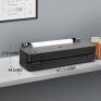 High-resolution image of a large format HP printer with dimensions, placed on a white desk against a grey wall, ideal for professional printing and digital printing solutions in South Africa.