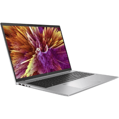 Laptop with colorful abstract screen display representing innovative technology.
