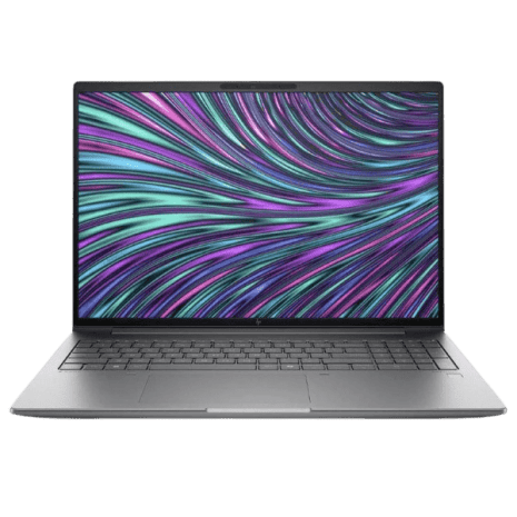 Laptop with colorful swirling screen display, representing innovative technology and affordability in digital solutions.