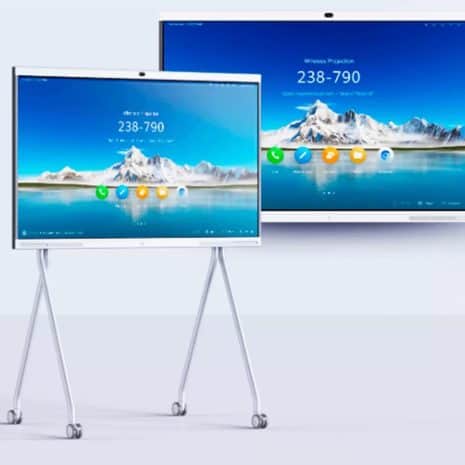 Bright digital display screens showcasing stunning mountain and lake scenery, ideal for presentations and visual communication. Modern electronic projection technology from InfoplayNet.